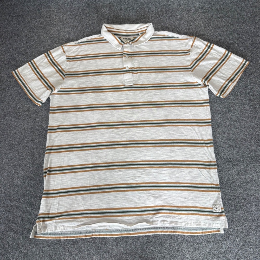 Linksoul Mens XL Striped Cotton Polo Shirt Golf Casual Short Sleeve Soft Classic
